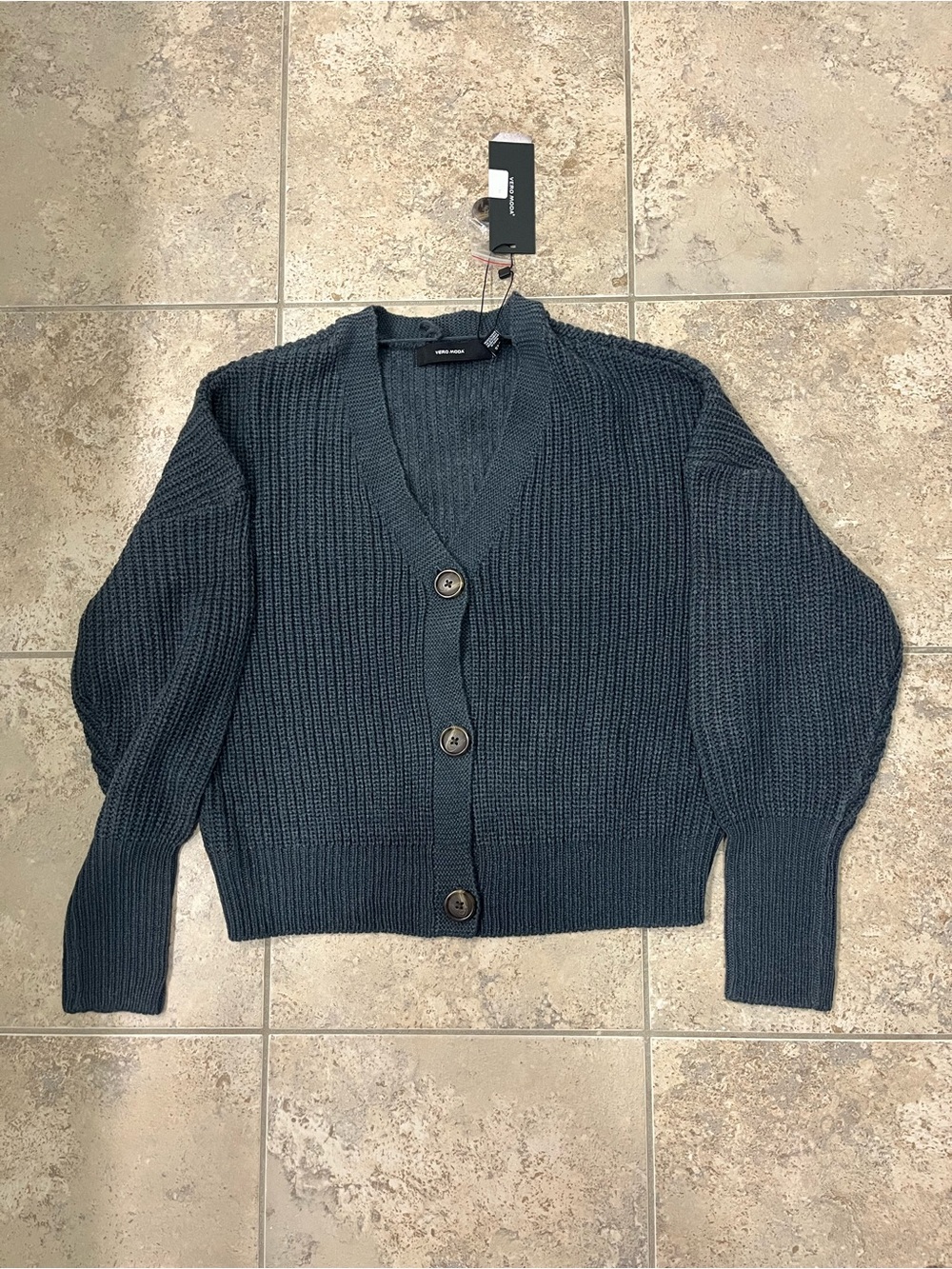 Vero Moda V-Neck Cuff Cardigan Blue XS NWT